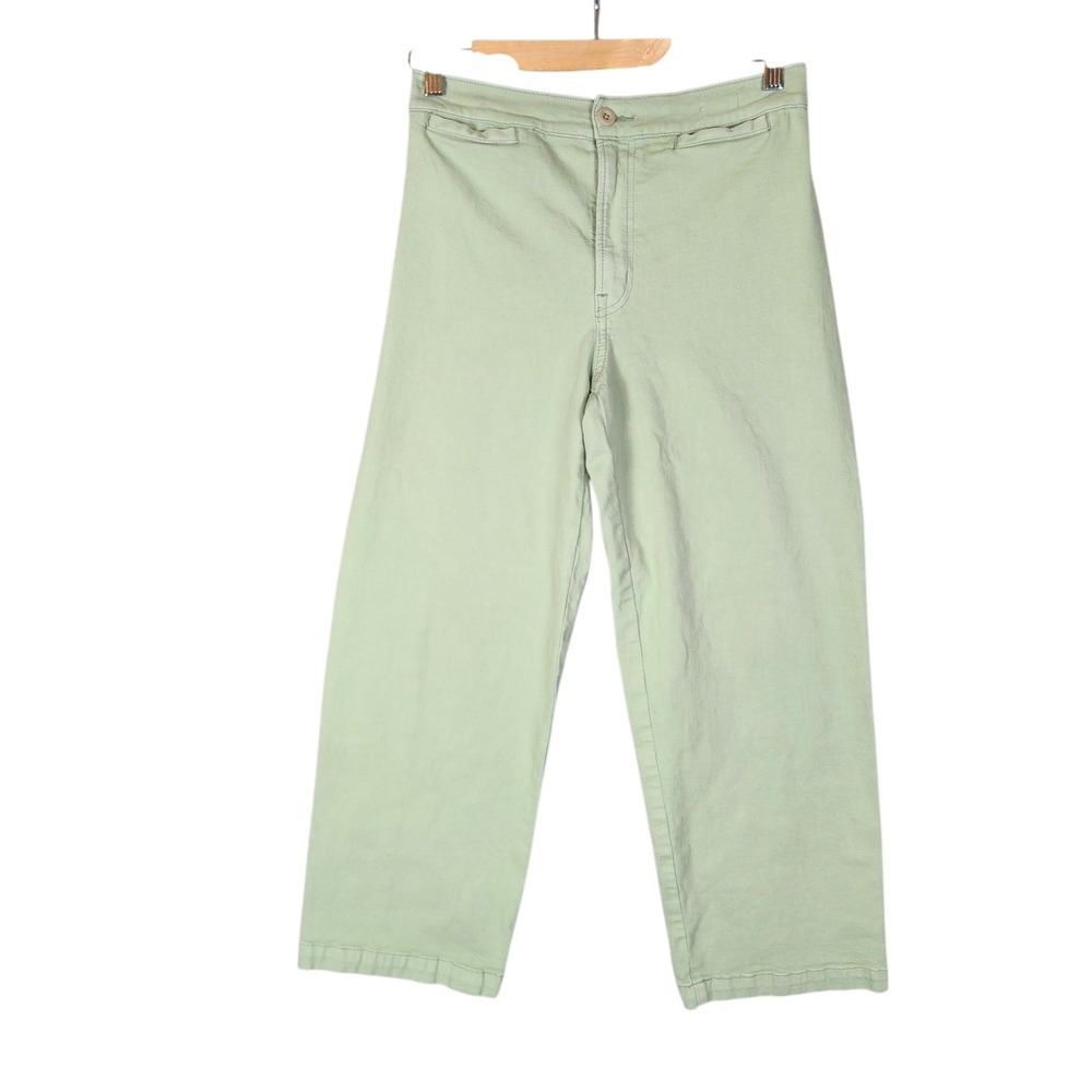Madewell Emmett Wide-Leg Crop Pants 27 Sage Green High Rise Cotton Chino